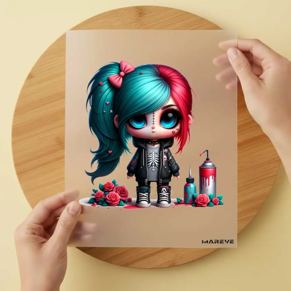 Bügelbild/Sticker - Mädchen - Graffittidosen