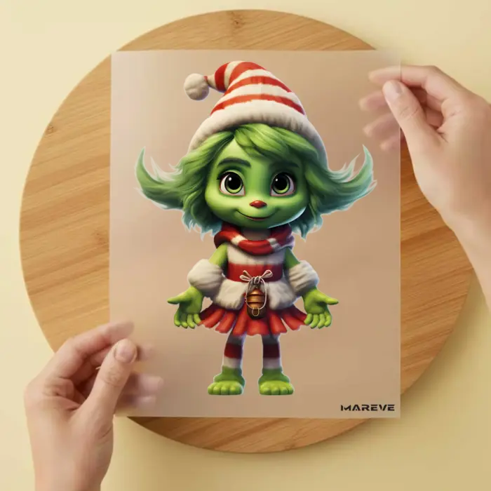 Bügelbild-Mädchengnome-RotWeiße-Mütze