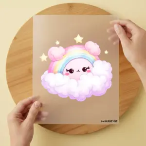 Bügelbild/Sticker - Mädchenwolke mit Regenbogen