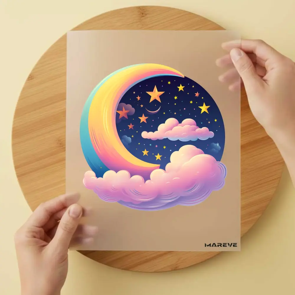 Bügelbild/Sticker - Mond/Wolken - Bunt