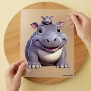 Bügelbild/Sticker - Nilpferd - Mama/Kind