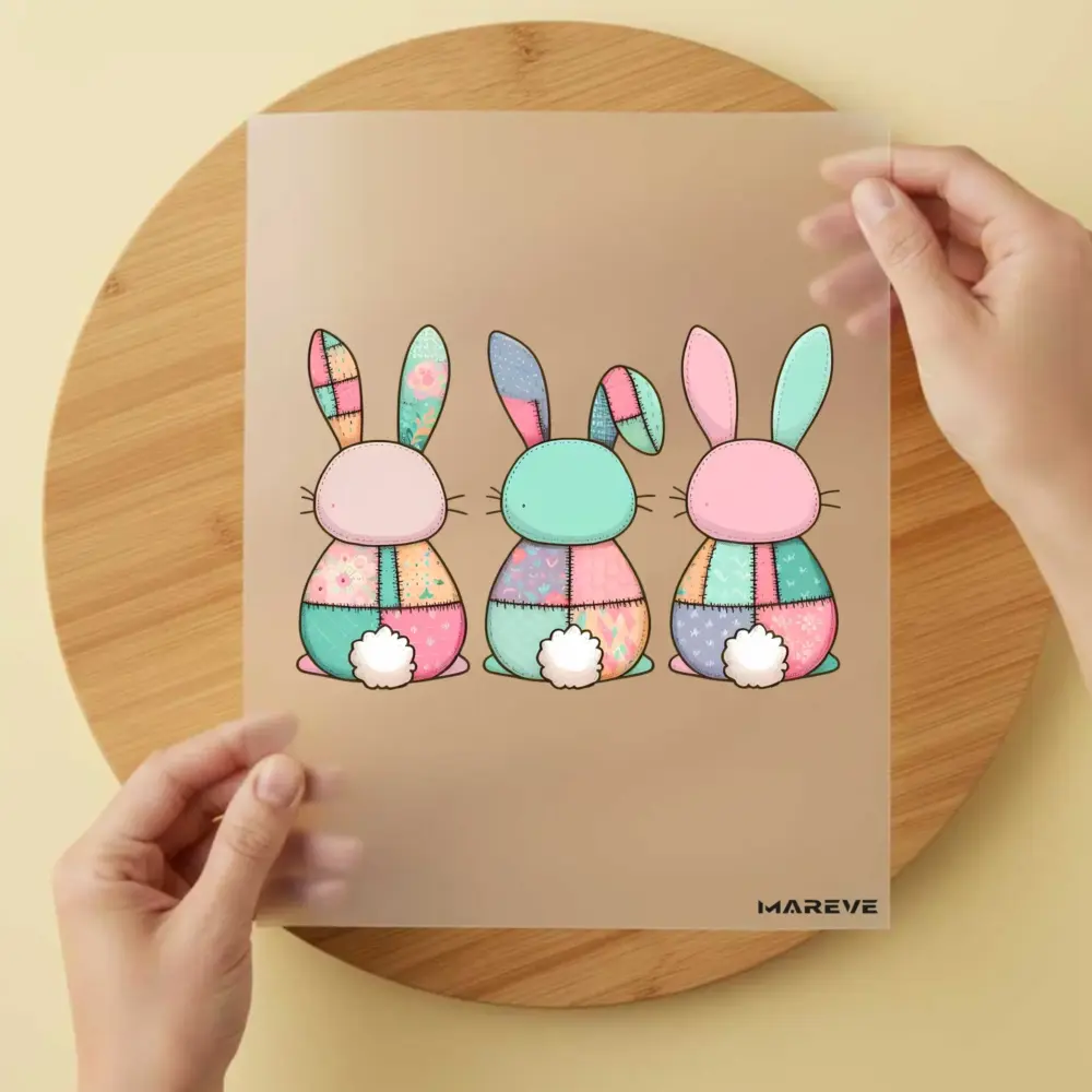 Bügelbild/Sticker - Osterhase - 3er - Bunt