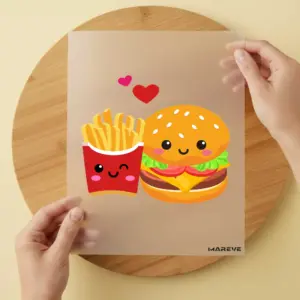 Bügelbild/Sticker - Pommes/Burger