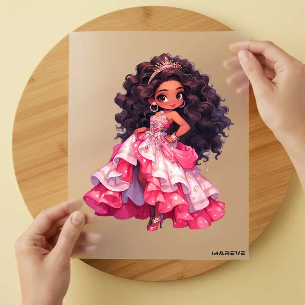 Bügelbild/Sticker - Prinzessin - Pinkes Kleid