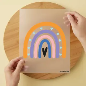 Bügelbild/Sticker - Regenbogen/Herzen - Blau