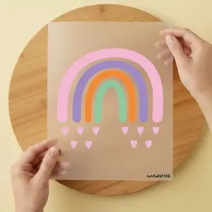 Bügelbild/Sticker - Regenbogen/Herzen - Rosa