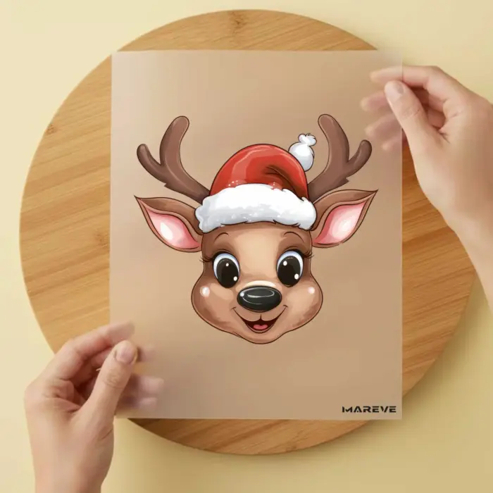 Bügelbild-Rentier-Weihnachtsmütze Bügelbild-Rentier-Weihnachtsmütze