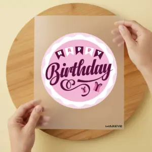 Bügelbild/Sticker - Rund Birthday - Rosa