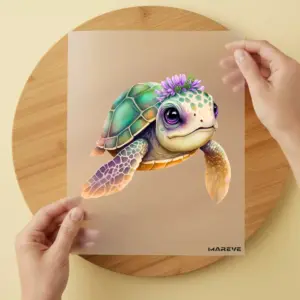 Bügelbild/Sticker - Schildkröte - Mädchen - Grün/Lila