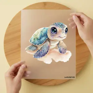 Bügelbild/Sticker - Schildkröte - Mädchen - Türkis