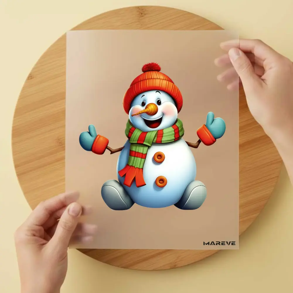 Bügelbild/Sticker - Schneemann - Bommelmütze - Rot