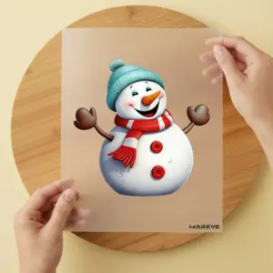 Bügelbild/Sticker - Schneemann - Mütze - Türkis
