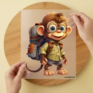 Bügelbild/Sticker - Schule - Affe