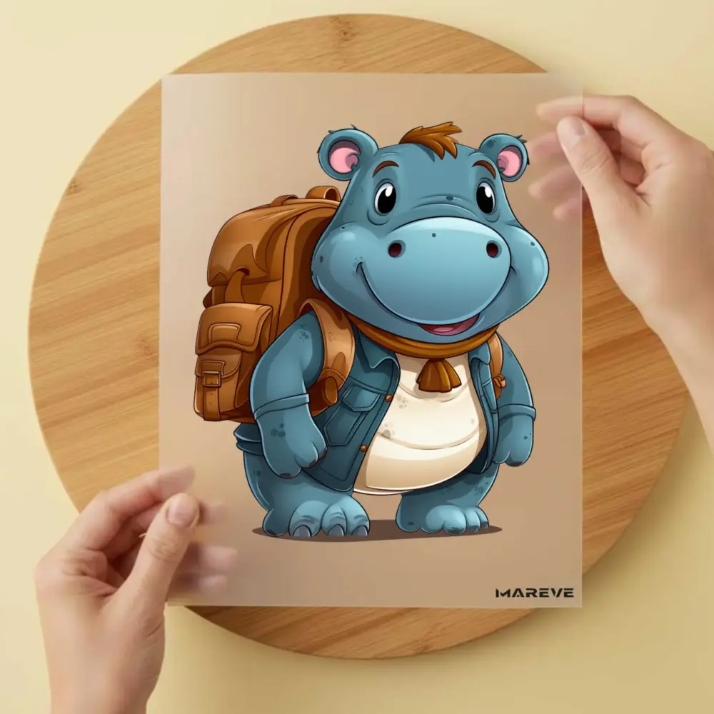 Bügelbild/Sticker - Schule - Nilpferd