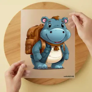 Bügelbild/Sticker - Schule - Nilpferd