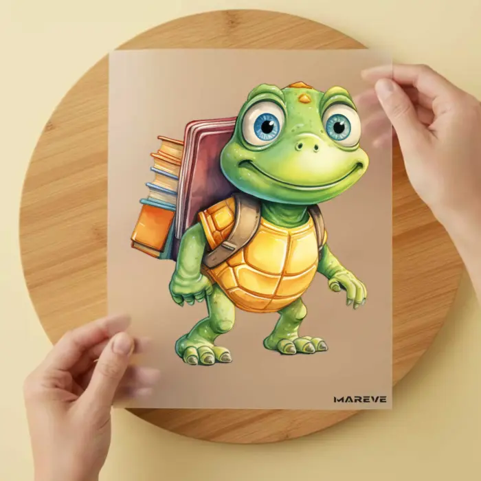 Bügelbild-Schule-Schildkröte