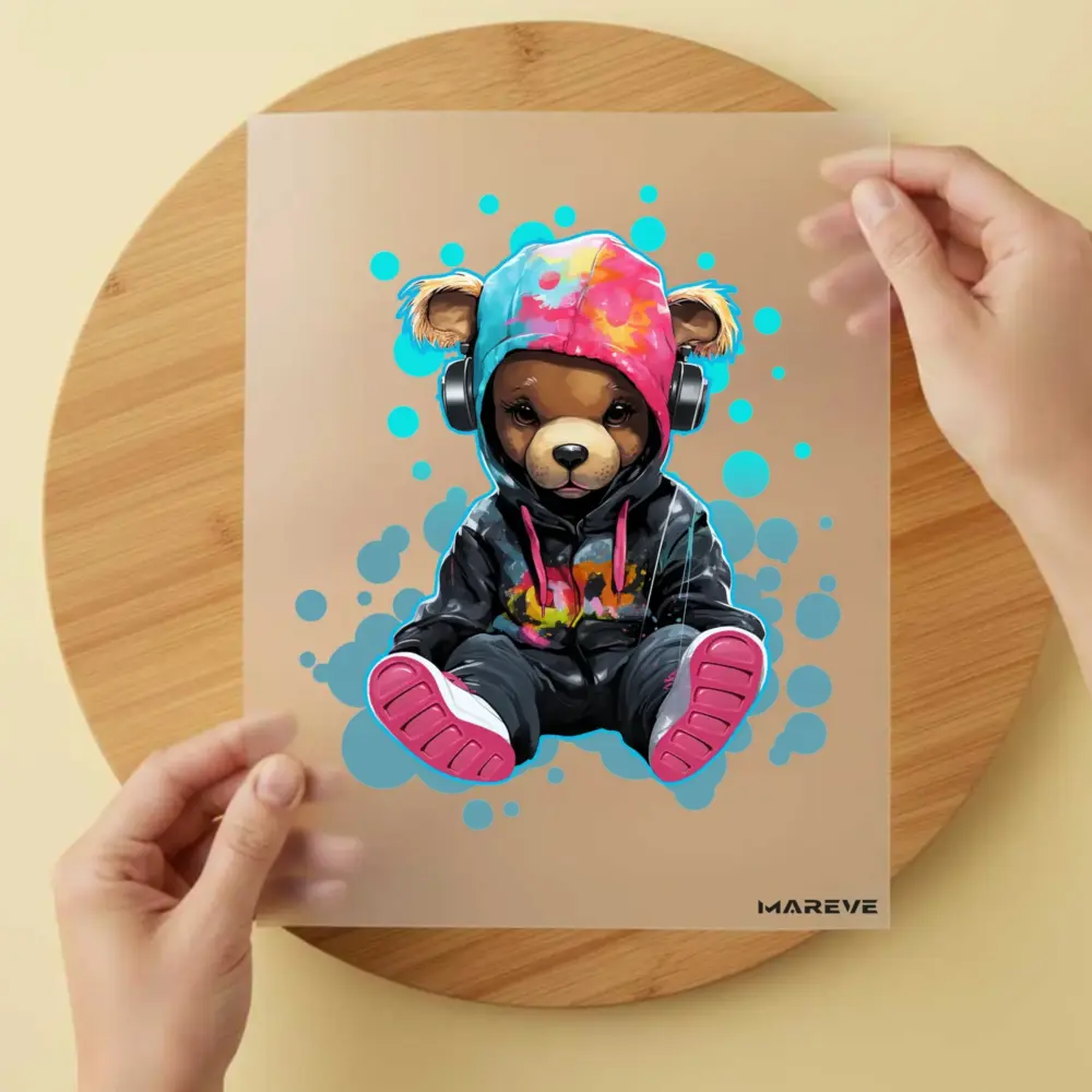 Bügelbild/Sticker - Teddy - Mädchen - Pink/Türkis