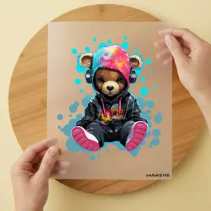 Bügelbild/Sticker - Teddy - Mädchen - Pink/Türkis