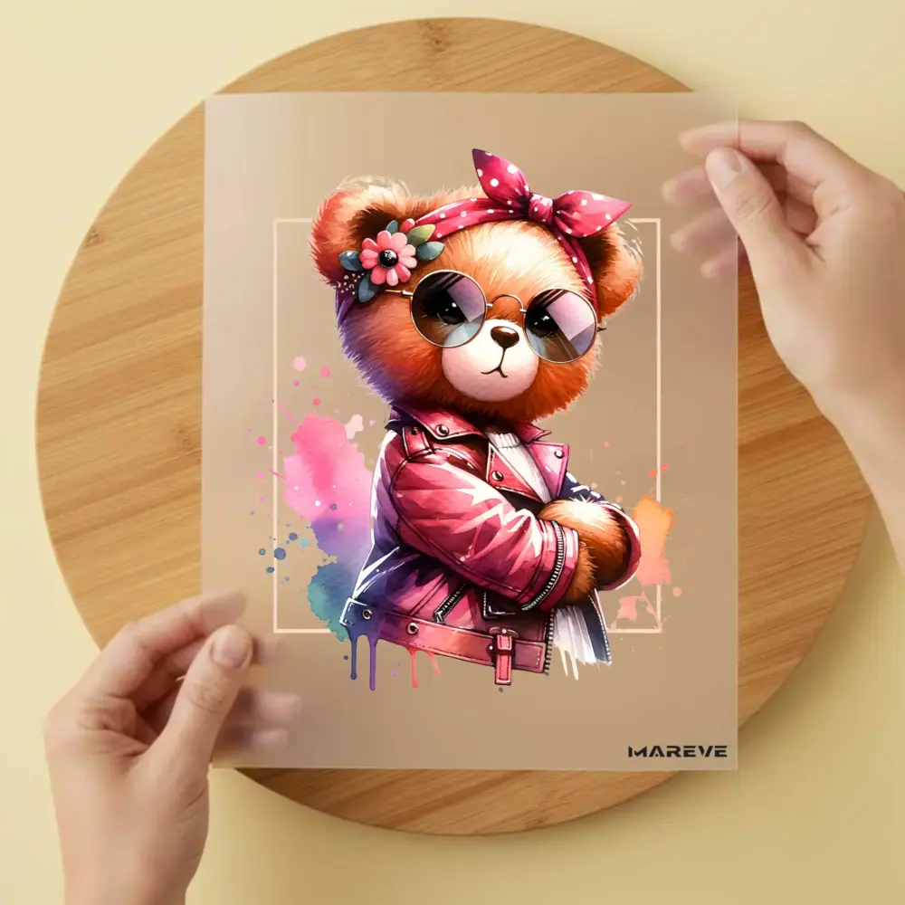 Bügelbild/Sticker - Teddy Mädchen Sonnenbrille