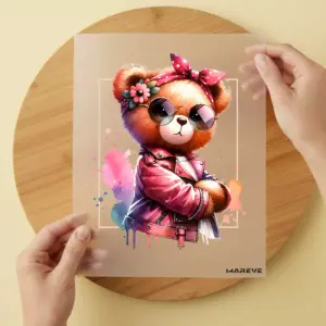 Bügelbild/Sticker - Teddy Mädchen Sonnenbrille