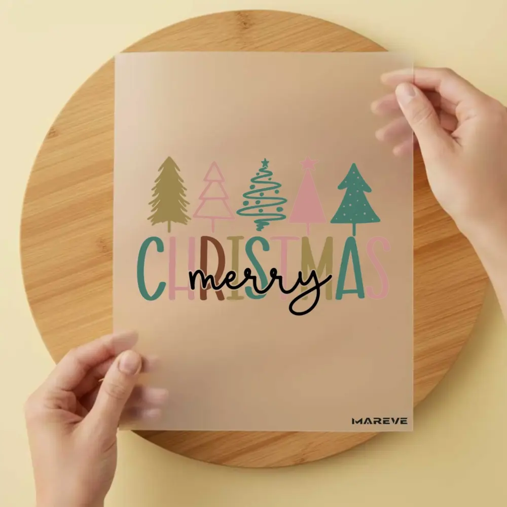 Bügelbild/Sticker - Text - Merry Christmas - Bäume
