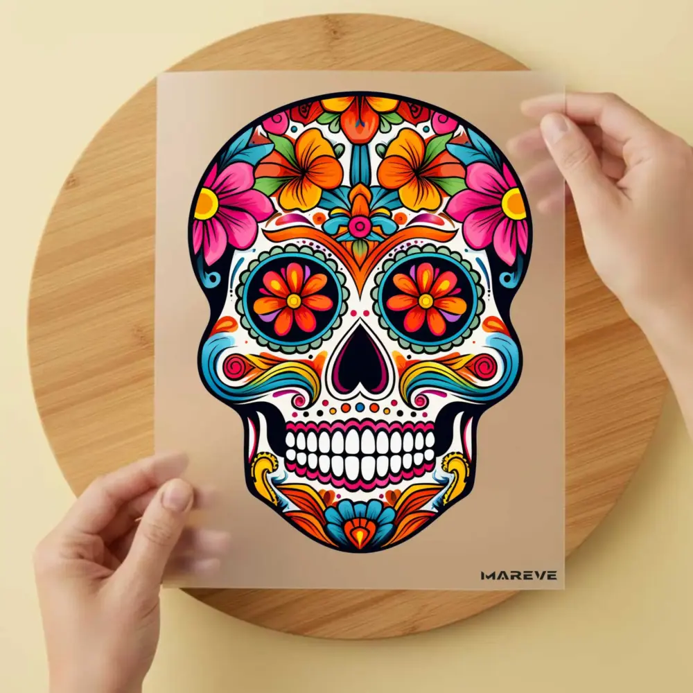Bügelbild/Sticker - Totenkopf - Flower
