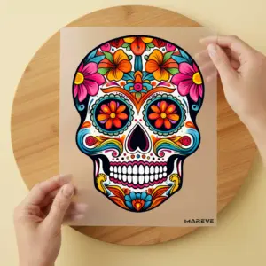 Bügelbild/Sticker - Totenkopf - Flower