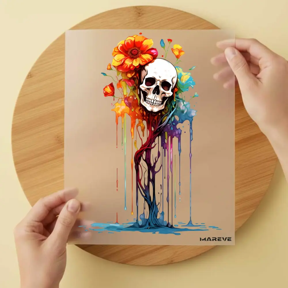 Bügelbild/Sticker - Totenkopf - Flowermelting