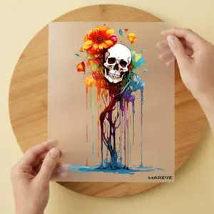 Bügelbild/Sticker - Totenkopf - Flowermelting