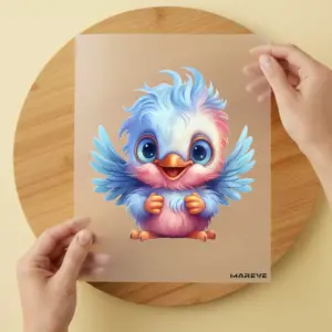 Bügelbild/Sticker - Vogel - Rosa/Blau