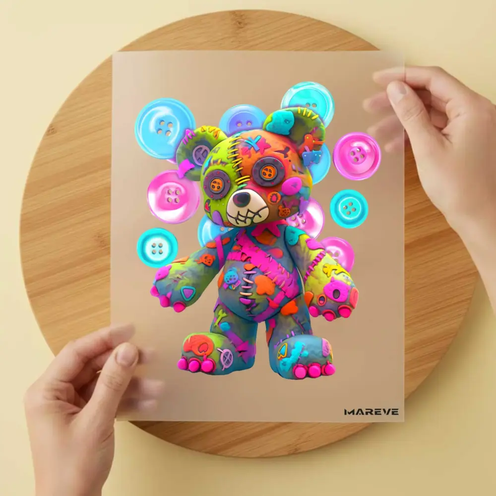 Bügelbild/Sticker - Voodoo Teddy - Knöpfe