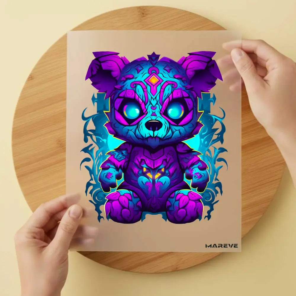 Bügelbild/Sticker - Voodoo Teddy - Lila/Türkis