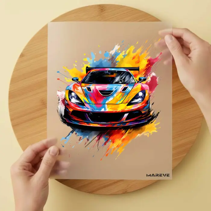 Bügelbild-Watercolour-Auto-Rainbow