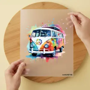 Bügelbild/Sticker - Watercolour - Camper - Rainbow