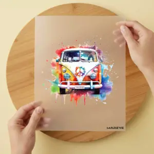 Bügelbild/Sticker - Watercolour - Camper Vorderansicht - Rainbow