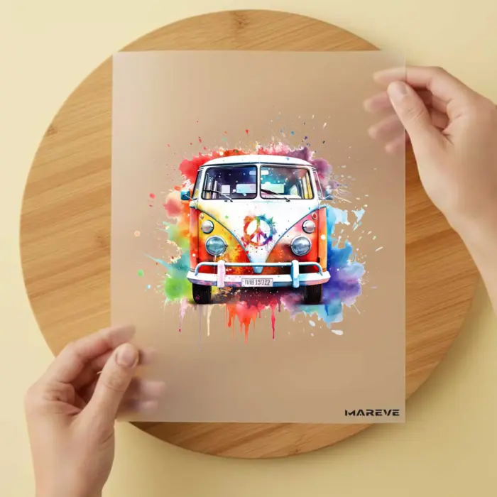 Bügelbild-Watercolour-Camper-Vorderansicht-Rainbow