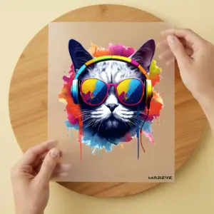 Bügelbild/Sticker - Watercolour - Coole Katze - Bunt