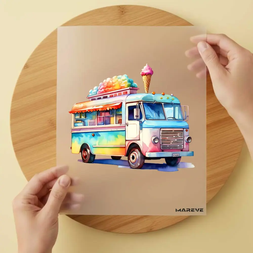 Bügelbild/Sticker - Watercolour - Eiswagen - Bunt