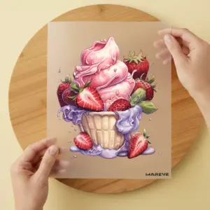 Bügelbild/Sticker - Watercolour - Erdbeereis