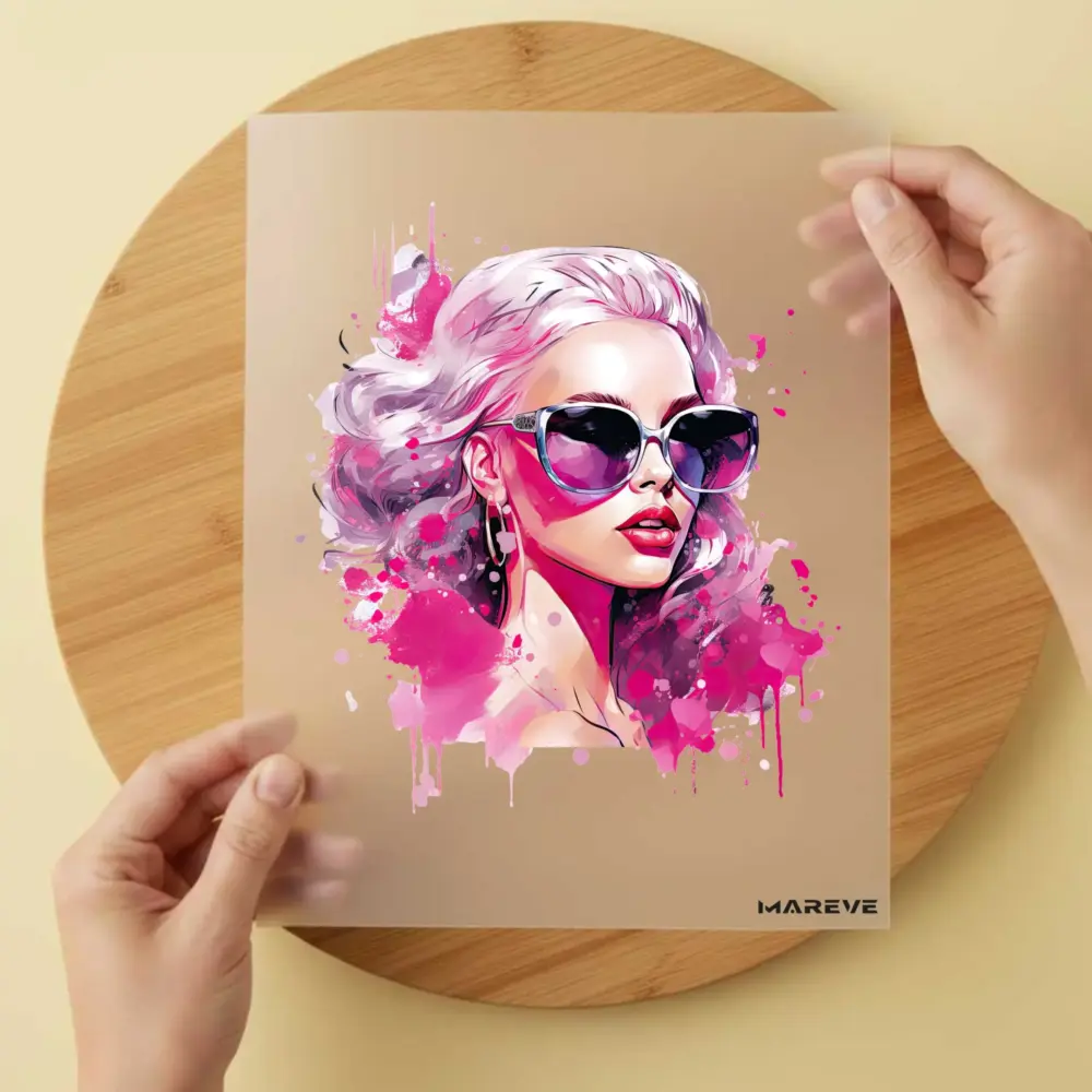 Bügelbild/Sticker - Watercolour - Frau - Pink