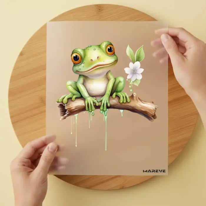 Bügelbild-Watercolour-Frosch-Ast
