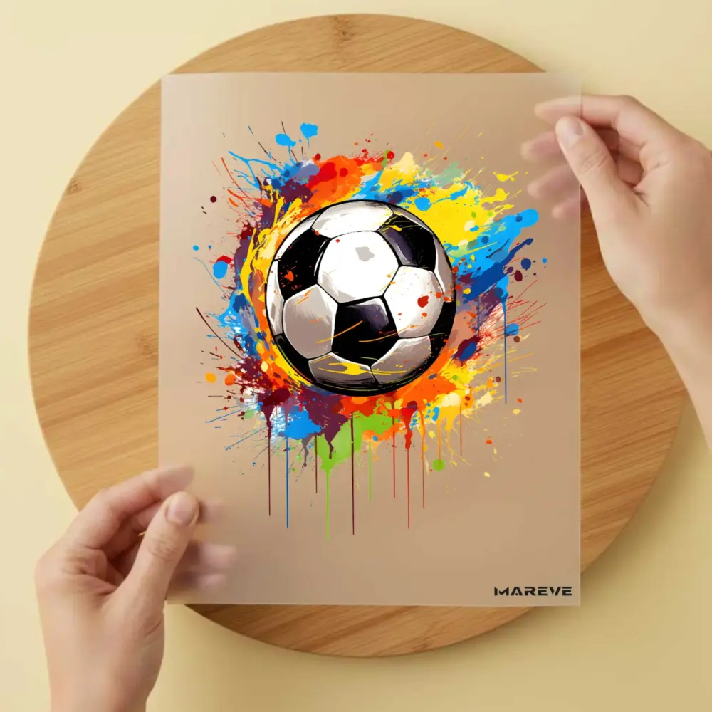 Bügelbild/Sticker - Watercolour - Fußball - Rainbow
