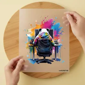 Bügelbild/Sticker - Watercolour - Gamer - Panda