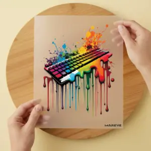 Bügelbild/Sticker - Watercolour - Gamingtastatur - Rainbow
