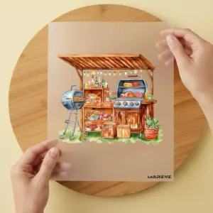 Bügelbild/Sticker - Watercolour - Grillplatz