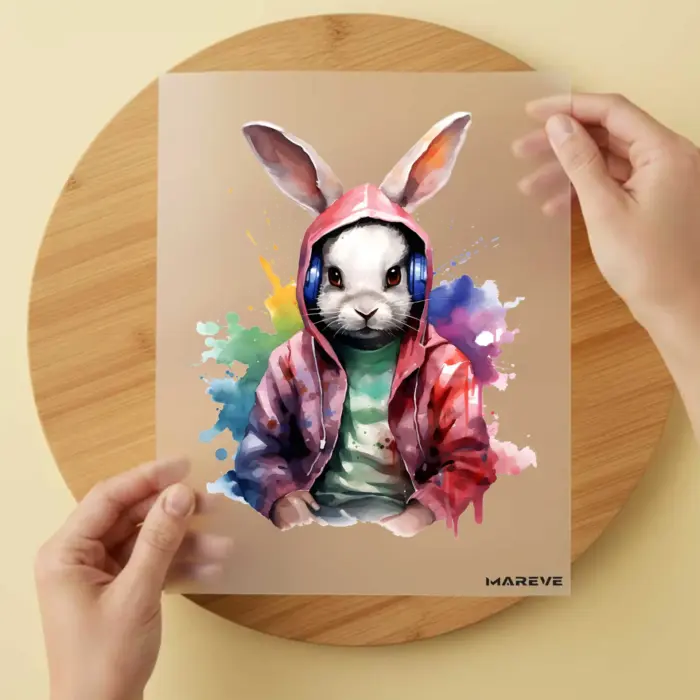Bügelbild-Watercolour-Hase-Gamer-Bunt