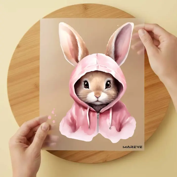 Bügelbild-Watercolour-Hase-Pinker-Hoodie