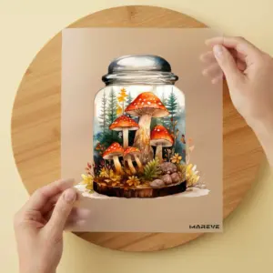 Bügelbild/Sticker - Watercolour - Herbst im Glas - Pilze