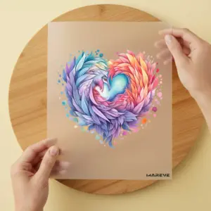 Bügelbild/Sticker - Watercolour - Herz/Vogel