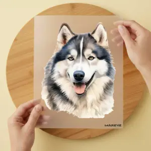 Bügelbild/Sticker - Watercolour - Husky - Kopf